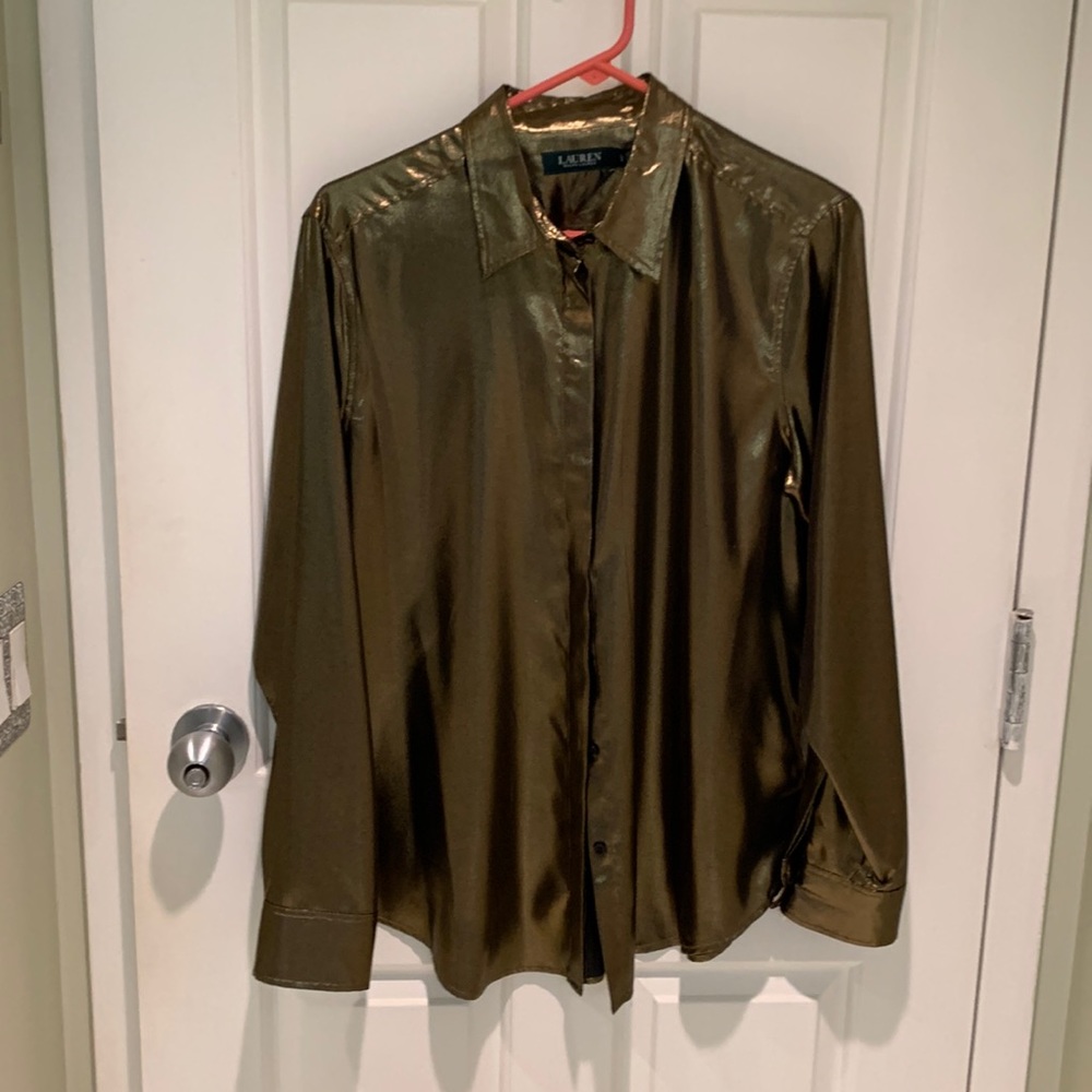 Ralph Lauren, gold Lemay blouse. Size large, but Ralph Lauren runs small.